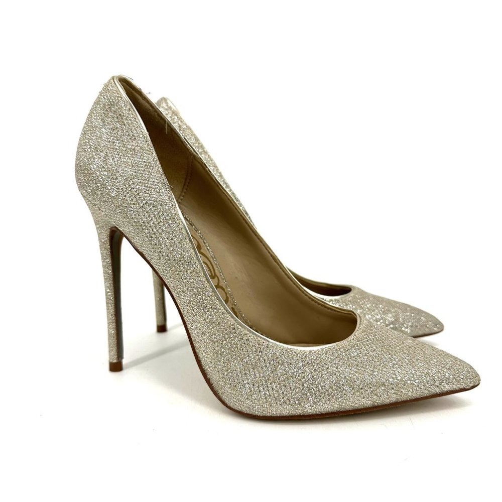 Sam‎ Edelman Danna High Heel Point Toe Pumps Jute Glam Metallic Sparkle 7 - Picture 4 of 8
